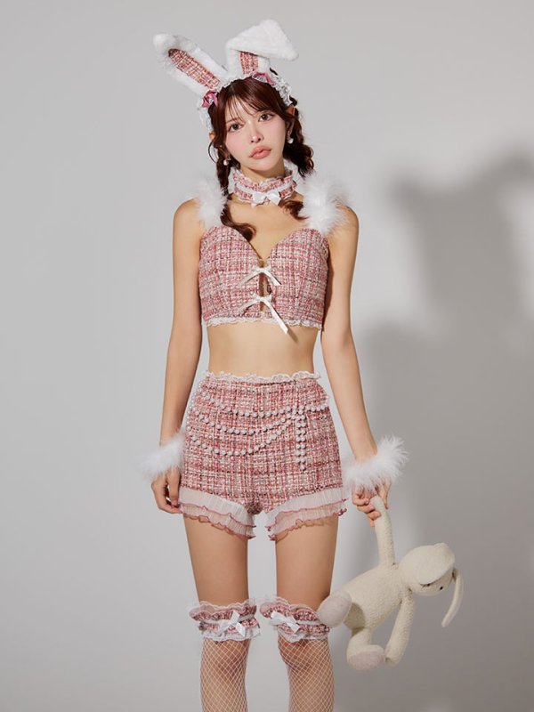 画像35: 【SALE!!】【即日発送】【ハロウィン】 ファーツイードバニーセットアップ 【コスプレ8点セット】【XS-Mサイズ/3カラー】[HC03]