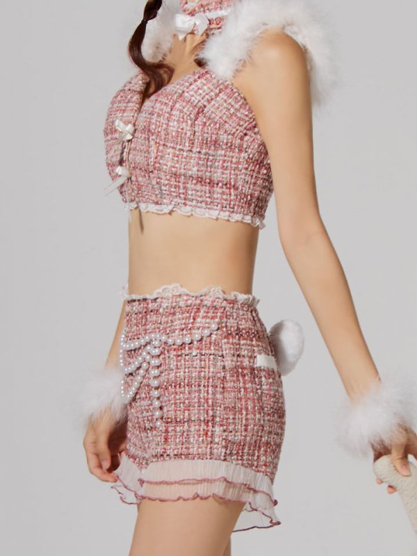 画像30: 【SALE!!】【即日発送】【ハロウィン】 ファーツイードバニーセットアップ 【コスプレ8点セット】【XS-Mサイズ/3カラー】[HC03]