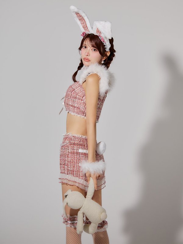 画像13: 【SALE!!】【即日発送】【ハロウィン】 ファーツイードバニーセットアップ 【コスプレ8点セット】【XS-Mサイズ/3カラー】[HC03]