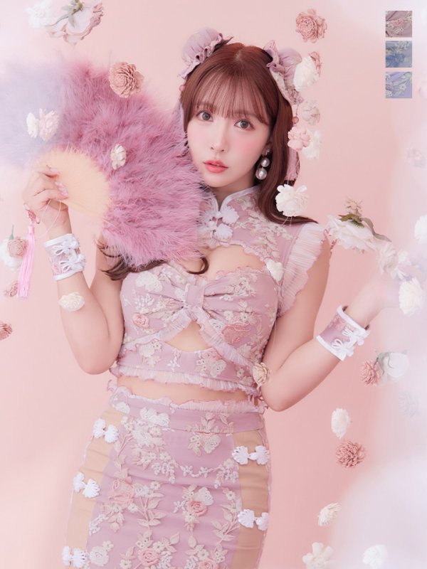 画像3: 【即日発送】【ハロウィン】リボンチャイナミニセットアップ【コスプレ4点セット】【XS-Mサイズ/3カラー】(SE01YN)[OF04]