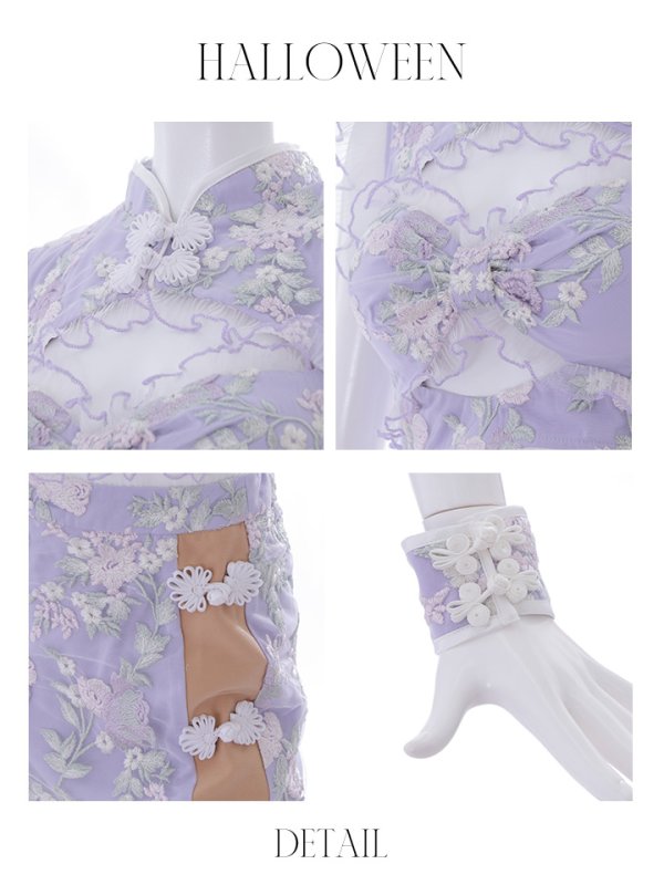 画像43: 【即日発送】【ハロウィン】リボンチャイナミニセットアップ【コスプレ4点セット】【XS-Mサイズ/3カラー】(SE01YN)[OF04]