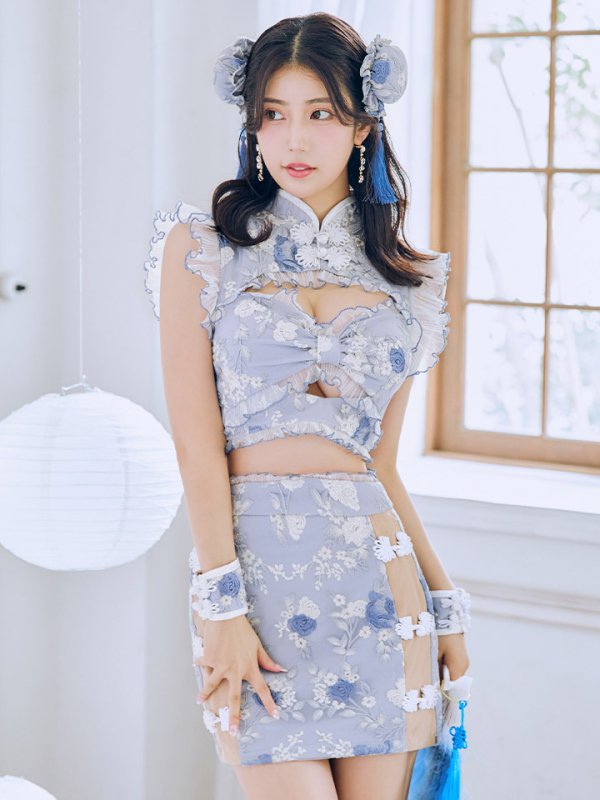 画像8: 【即日発送】【ハロウィン】リボンチャイナミニセットアップ【コスプレ4点セット】【XS-Mサイズ/3カラー】(SE01YN)[OF04]