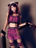 【SALE!!】【即日発送】【ハロウィン】チェックキャットセットアップ【コスプレ6点セット】【S-Mサイズ/1カラー】[HC03]