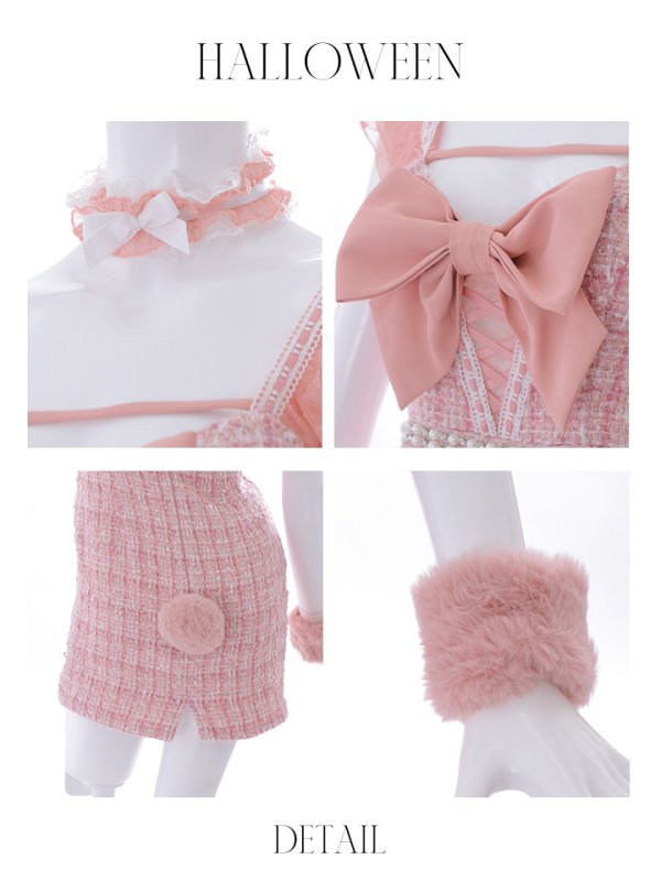 画像41: 【SALE!!】【即日発送】【ハロウィン】 ツイードバニーミニワンピ 【コスプレ5点セット】【S-Lサイズ/2カラー】[OF04]