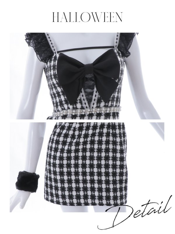 画像24: 【SALE!!】【即日発送】【ハロウィン】【LARME/ラルム掲載】 ツイードバニーミニワンピ 【コスプレ6点セット】【S-Lサイズ/2カラー】[OF04]