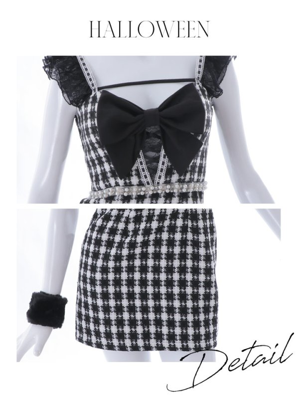 画像36: 【SALE!!】【即日発送】【ハロウィン】 ツイードバニーミニワンピ 【コスプレ5点セット】【S-Lサイズ/2カラー】[OF04]