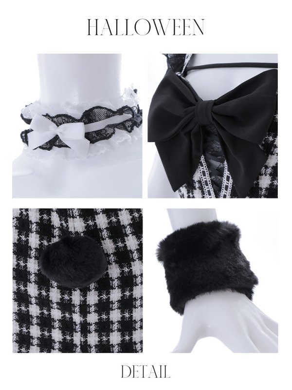 画像37: 【SALE!!】【即日発送】【ハロウィン】 ツイードバニーミニワンピ 【コスプレ5点セット】【S-Lサイズ/2カラー】[OF04]