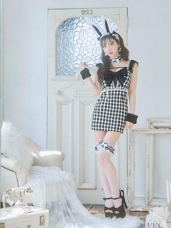 画像13: 【SALE!!】【即日発送】【ハロウィン】 ツイードバニーミニワンピ 【コスプレ5点セット】【S-Lサイズ/2カラー】[OF04]