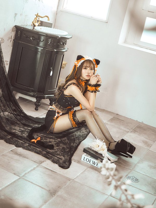 画像30: 【SALE!!】【即日発送】【ハロウィン】パールレースキャットセットアップ【コスプレ6点セット】【S-Mサイズ/2カラー】[OF01]