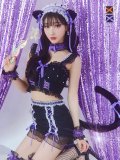 【即日発送】【ハロウィン】パールレースキャットセットアップ【コスプレ6点セット】【XS-Mサイズ/2カラー】[YMT]
