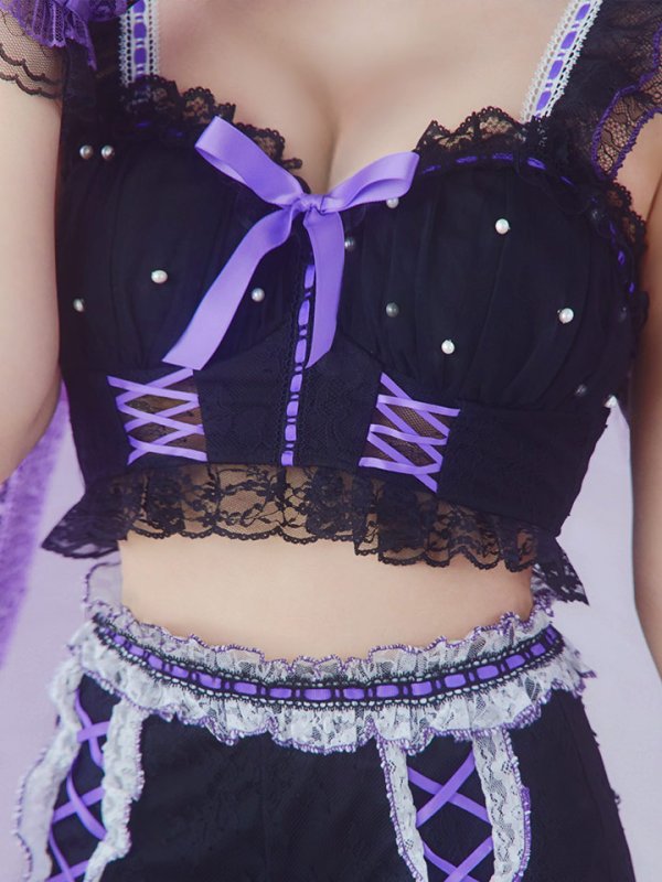 画像10: 【SALE!!】【即日発送】【ハロウィン】パールレースキャットセットアップ【コスプレ6点セット】【XS-Mサイズ/2カラー】[OF01]