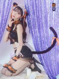 【即日発送】【ハロウィン】パールレースキャットセットアップ【コスプレ6点セット】【XS-Mサイズ/2カラー】[YMT]