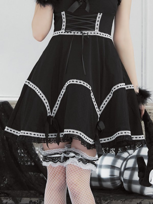 画像10: 【SALE!!】【即日発送】【ハロウィン】 レースアップブラックキャット 【コスプレ4点セット】【S-Lサイズ/1カラー】[HC03]