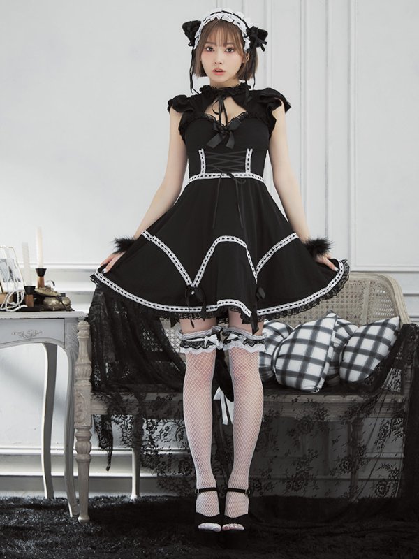 画像4: 【SALE!!】【即日発送】【ハロウィン】 レースアップブラックキャット 【コスプレ4点セット】【S-Lサイズ/1カラー】[HC03]