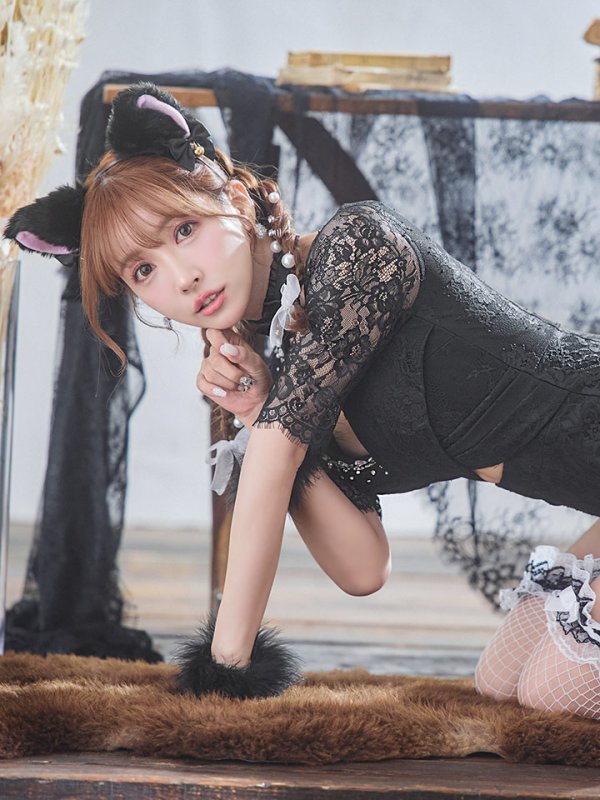 画像14: 【SALE!!】【即日発送】【ハロウィン】 ブラックレースキャット/オールインワン/黒猫 【コスプレ5点セット】【S-Lサイズ】[HC03]