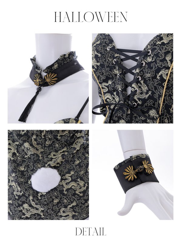 画像34: 【即日発送】【ハロウィン】チャイナバニーガール 【コスプレ6点セット】【XS-Mサイズ/3カラー】(SE01YN)[OF01]