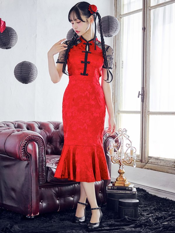 画像3: 【SALE!!】【即日発送】【ハロウィン】 マーメイドレースチャイナ 【コスプレ2点セット】【S-Lサイズ/3カラー】(SE01YN)[OF01]