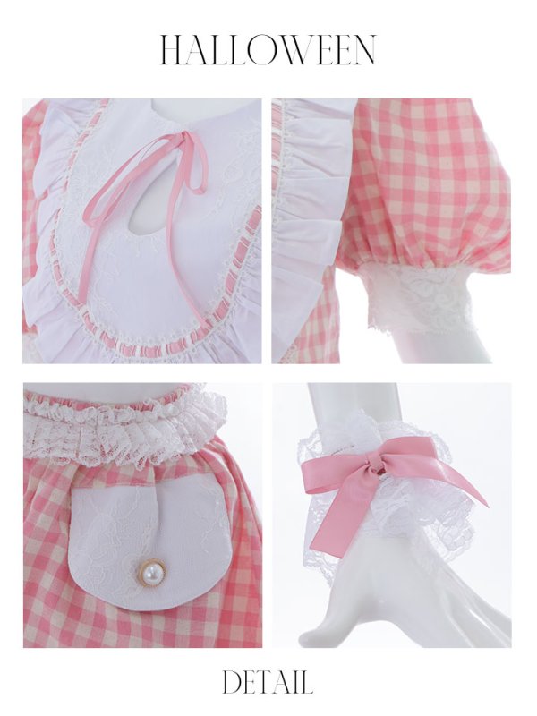 画像20: 【SALE!!】【即日発送】【ハロウィン】 ギンガムロリータベビー 【コスプレ5点セット】【S-Mサイズ/1カラー】[OF01]