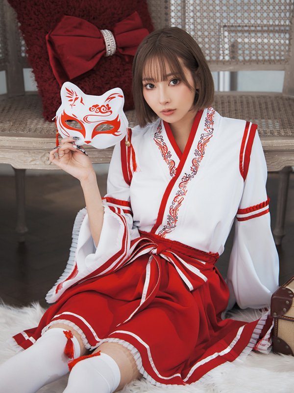 画像3: 【SALE!!】【即日発送】【ハロウィン】巫女【コスプレ4点セット】 【S-Lサイズ/1カラー】[OF01]