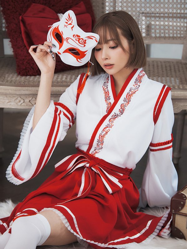 画像6: 【SALE!!】【即日発送】【ハロウィン】巫女【コスプレ4点セット】 【S-Lサイズ/1カラー】[OF01]