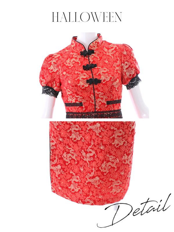 画像36: 【即日発送】【ハロウィン】 緩苺ちゃん着用 パフスリーブチャイナドレス【コスプレ2点セット】【S-XLサイズ/3カラー】(SE01YN)[OF04]