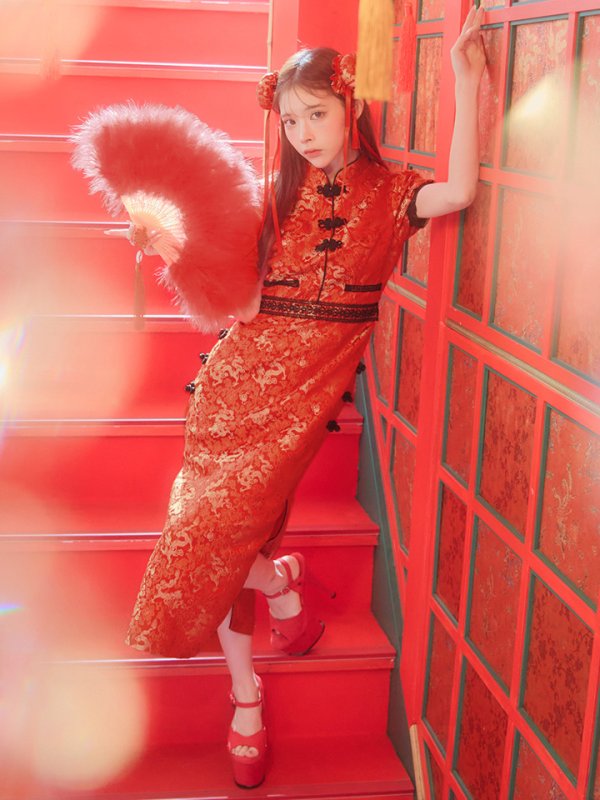 画像22: 【即日発送】【ハロウィン】 緩苺ちゃん着用 パフスリーブチャイナドレス【コスプレ2点セット】【S-XLサイズ/3カラー】(SE01YN)[OF04]