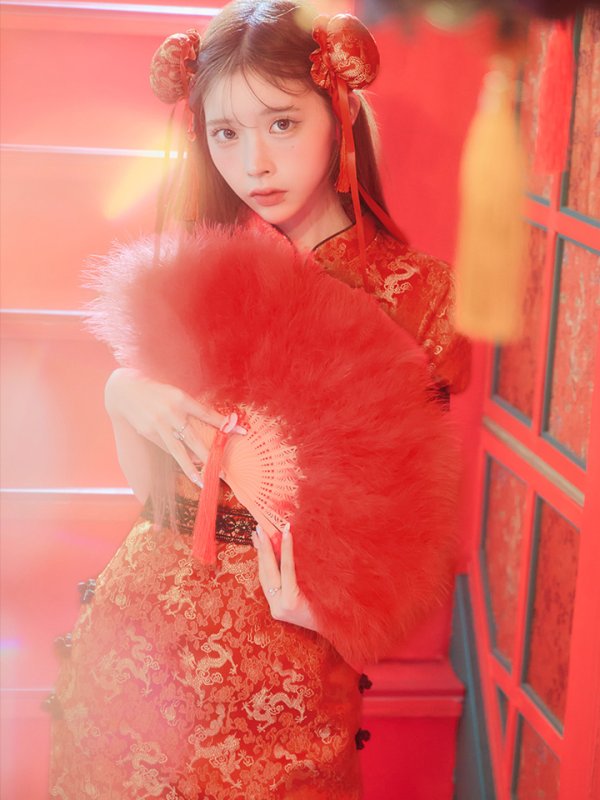 画像28: 【即日発送】【ハロウィン】 緩苺ちゃん着用 パフスリーブチャイナドレス【コスプレ2点セット】【S-XLサイズ/3カラー】(SE01YN)[OF04]