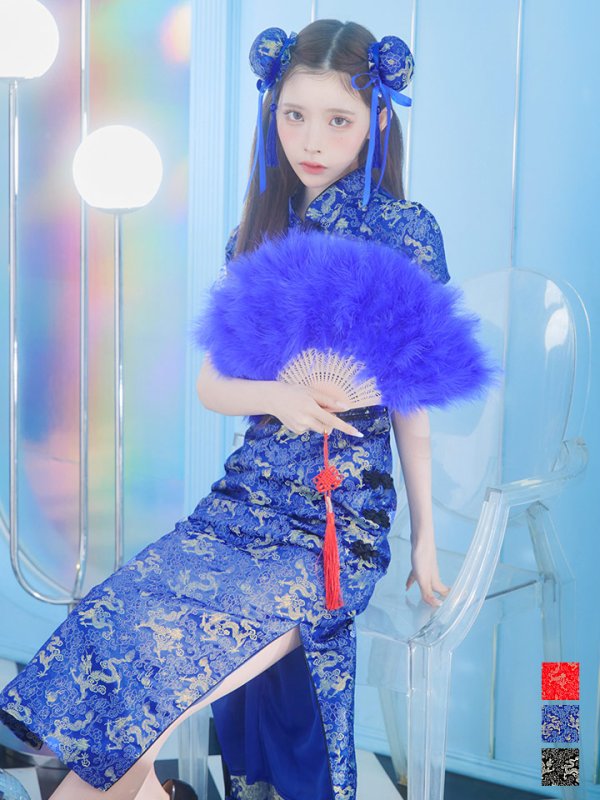 画像3: 【即日発送】【ハロウィン】 緩苺ちゃん着用 パフスリーブチャイナドレス【コスプレ2点セット】【S-XLサイズ/3カラー】(SE01YN)[OF04]