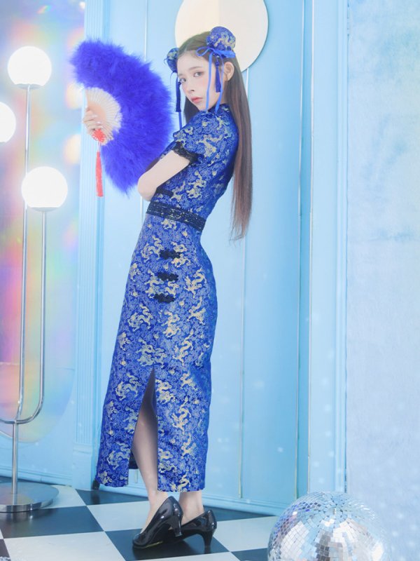 画像7: 【即日発送】【ハロウィン】 緩苺ちゃん着用 パフスリーブチャイナドレス【コスプレ2点セット】【S-XLサイズ/3カラー】(SE01YN)[OF04]