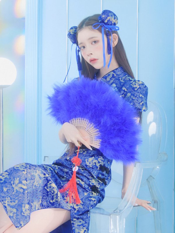 画像8: 【即日発送】【ハロウィン】 緩苺ちゃん着用 パフスリーブチャイナドレス【コスプレ2点セット】【S-XLサイズ/3カラー】(SE01YN)[OF04]