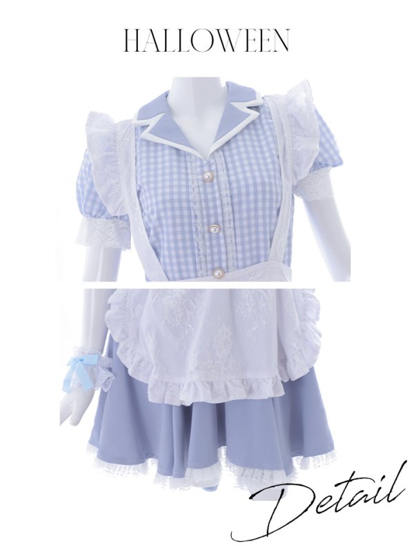 画像8: 【ハロウィン】【LARME/ラルム掲載】 ギンガムチェック猫メイド【コスプレ5点セット】【S-Mサイズ/3カラー】[OF01]