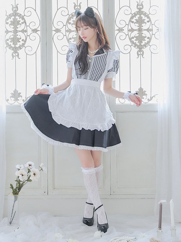 画像5: 【ハロウィン】 ギンガムチェック猫メイド【コスプレ5点セット】【S-Mサイズ/3カラー】[HC03]