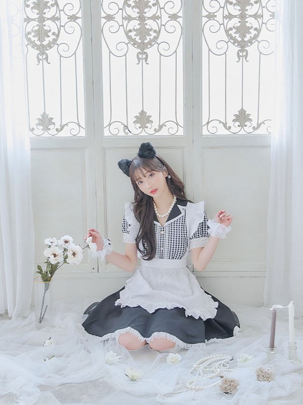 画像6: 【ハロウィン】 ギンガムチェック猫メイド【コスプレ5点セット】【S-Mサイズ/3カラー】[HC03]