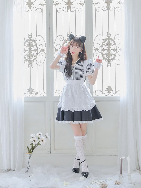 画像9: 【ハロウィン】 ギンガムチェック猫メイド【コスプレ5点セット】【S-Mサイズ/3カラー】[HC03]
