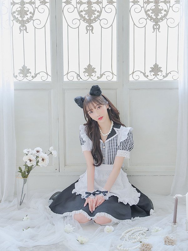 画像11: 【ハロウィン】 ギンガムチェック猫メイド【コスプレ5点セット】【S-Mサイズ/3カラー】[HC03]