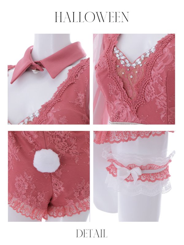 画像36: 【ハロウィン】 レースバニーオールインワン 【コスプレ5点セット】【S-Lサイズ/3カラー】[OF04]