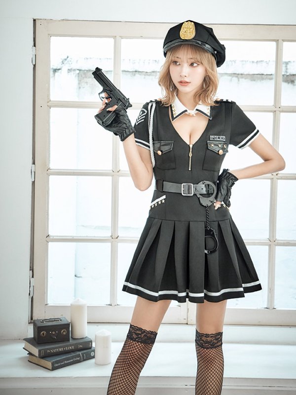 画像11: 【即日発送】【ハロウィン】ポリスフレアワンピース【コスプレ5点セット】【S-XLサイズ】(HC206-SV)[OF04-Bg]