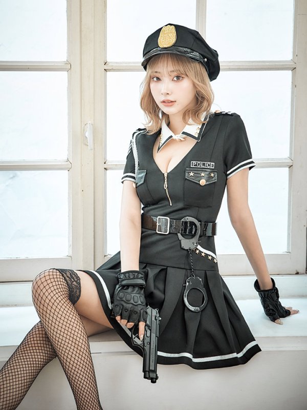 画像12: 【即日発送】【ハロウィン】ポリスフレアワンピース【コスプレ5点セット】【S-XLサイズ】(HC206-SV)[OF04-Bg]