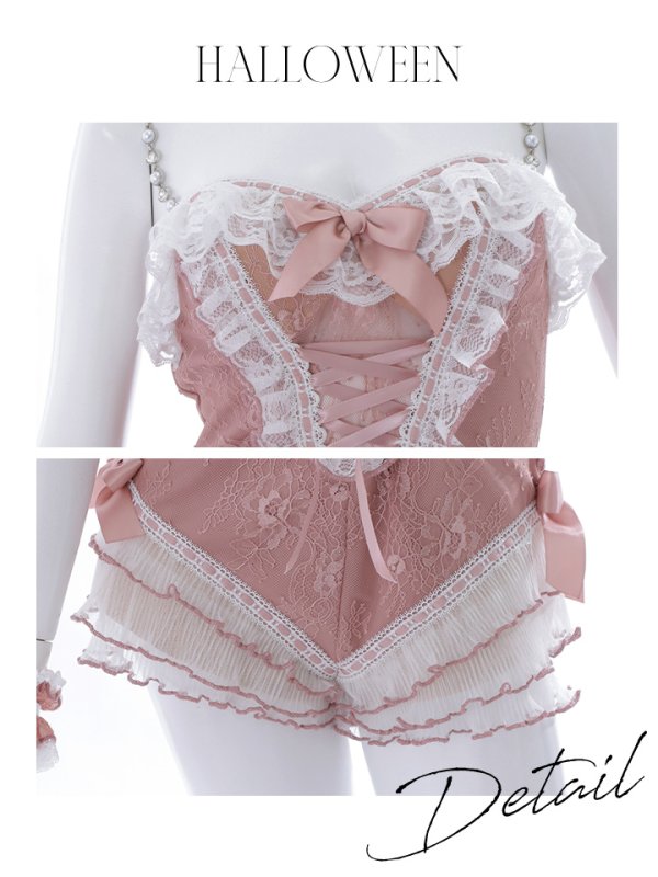 画像40: 【即日発送】【ハロウィン】パールチェーンレースバニーガール【コスプレ7点セット】【S-Lサイズ/3カラー】[OF01]