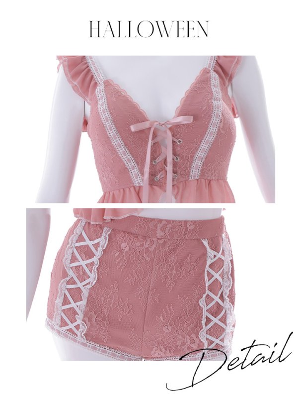 画像48: 【SALE!!】【即日発送】【ハロウィン】 フリルレースバニーセットアップ 【コスプレ6点セット】 【S-Mサイズ/3カラー】[OF01]