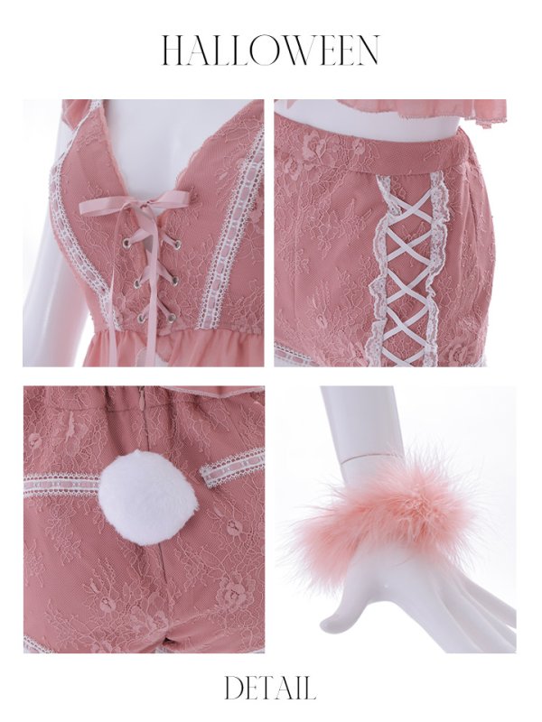 画像49: 【SALE!!】【即日発送】【ハロウィン】 フリルレースバニーセットアップ 【コスプレ6点セット】 【S-Mサイズ/3カラー】[OF01]