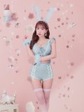 【即日発送】【ハロウィン】 フリルレースバニーセットアップ 【コスプレ6点セット】 【S-Mサイズ/3カラー】[YMT]