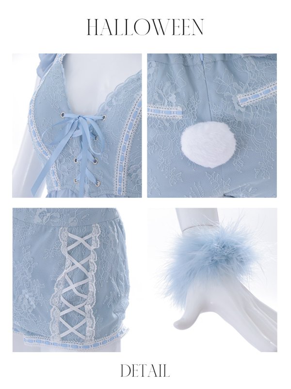 画像44: 【SALE!!】【即日発送】【ハロウィン】 フリルレースバニーセットアップ 【コスプレ6点セット】 【S-Mサイズ/3カラー】[OF01]