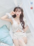 【即日発送】【ハロウィン】 フリルレースバニーセットアップ 【コスプレ6点セット】 【S-Mサイズ/3カラー】[YMT]