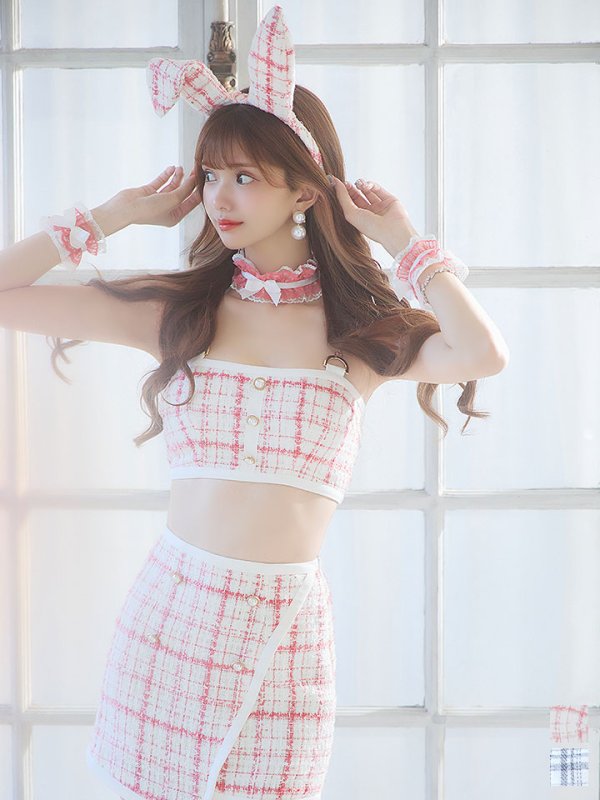 画像3: 【SALE!!】【即日発送】【ハロウィン】 ツイードバニーラップススカートセットアップコスプレ【コスプレ7点セット】【S-Mサイズ/2カラー】[OF01]