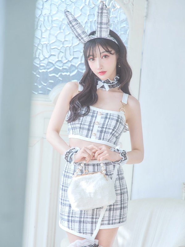 画像25: 【SALE!!】【即日発送】【ハロウィン】 ツイードバニーラップススカートセットアップコスプレ【コスプレ7点セット】【S-Mサイズ/2カラー】[OF01]