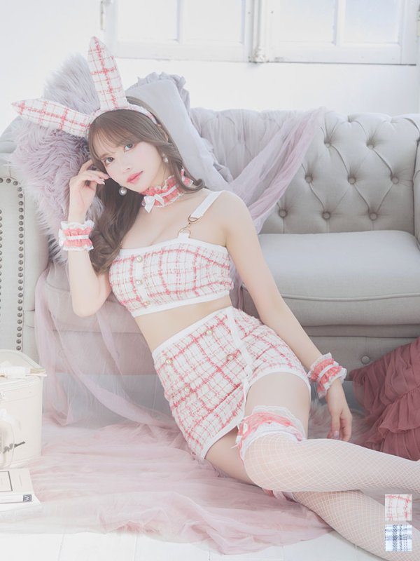 画像3: 【SALE!!】【即日発送】【ハロウィン】 ツイードバニーラップススカートセットアップコスプレ【コスプレ7点セット】【S-Mサイズ/2カラー】[OF01]