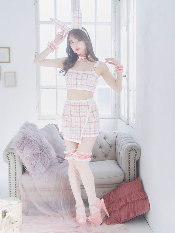 画像8: 【SALE!!】【即日発送】【ハロウィン】 ツイードバニーラップススカートセットアップコスプレ【コスプレ7点セット】【S-Mサイズ/2カラー】[OF01]