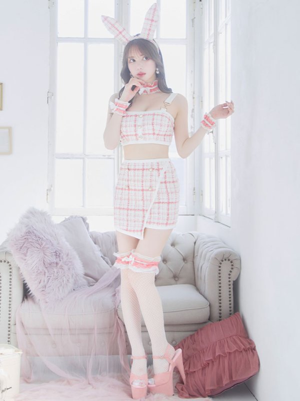 画像13: 【SALE!!】【即日発送】【ハロウィン】 ツイードバニーラップススカートセットアップコスプレ【コスプレ7点セット】【S-Mサイズ/2カラー】[OF01]