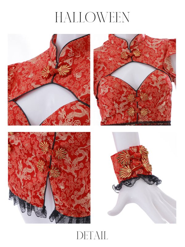画像30: 【即日発送】【ハロウィン】 スリットミニチャイナ 【コスプレ3点セット】【XS-Lサイズ/3カラー】(SE01YN)[OF04]